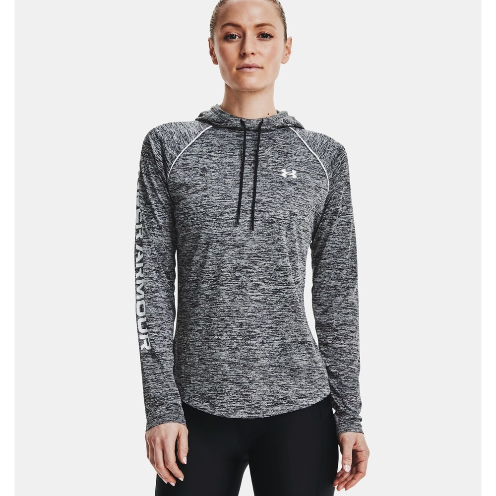 Under‎ Armour® (Women's SMALL) Velocity™ Wordmark Hoodie in Black/White/Gray